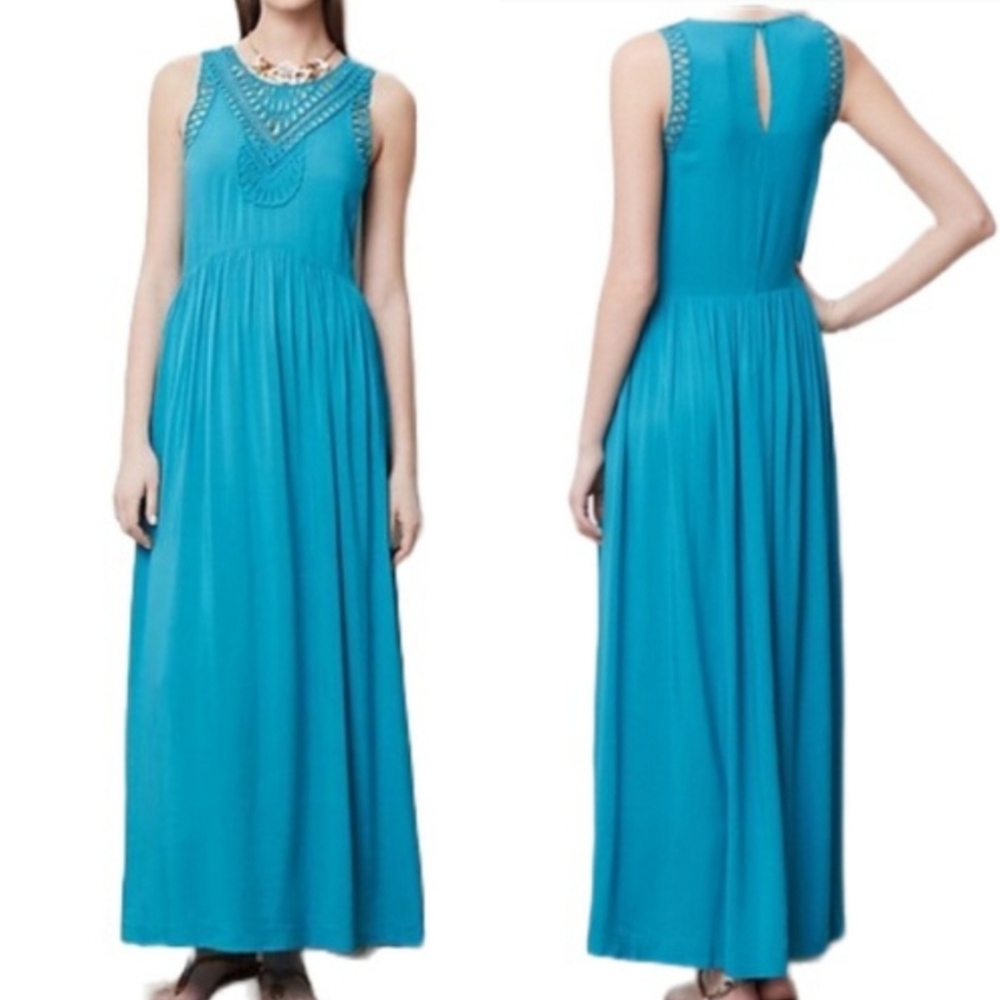 Elegant Blue Sleeveless Maxi Dress